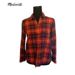 Madewell Red and Blue Plaid Flannel Button Down Shirt XS